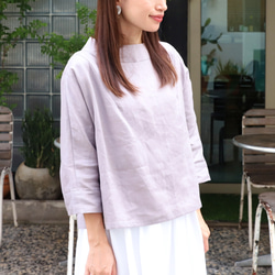 【SALE！！】上品♪ボトルネックリネンブラウス＜７部袖＞ 2サイズ　ウォームグレー　0624U.Grey 2枚目の画像