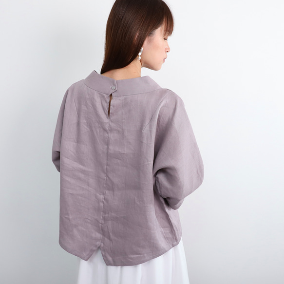 【SALE！！】上品♪ボトルネックリネンブラウス＜７部袖＞ 2サイズ　ウォームグレー　0624U.Grey 11枚目の画像