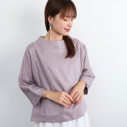 【SALE！！】上品♪ボトルネックリネンブラウス＜７部袖＞ 2サイズ　ウォームグレー　0624U.Grey 8枚目の画像