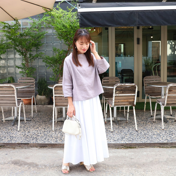 【SALE！！】上品♪ボトルネックリネンブラウス＜７部袖＞ 2サイズ　ウォームグレー　0624U.Grey 5枚目の画像