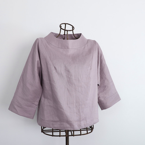 【SALE！！】上品♪ボトルネックリネンブラウス＜７部袖＞ 2サイズ　ウォームグレー　0624U.Grey 14枚目の画像