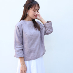 【SALE！！】上品♪ボトルネックリネンブラウス＜７部袖＞ 2サイズ　ウォームグレー　0624U.Grey 4枚目の画像