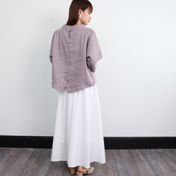 【SALE！！】上品♪ボトルネックリネンブラウス＜７部袖＞ 2サイズ　ウォームグレー　0624U.Grey 13枚目の画像