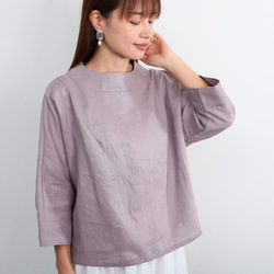 【SALE！！】上品♪ボトルネックリネンブラウス＜７部袖＞ 2サイズ　ウォームグレー　0624U.Grey 7枚目の画像