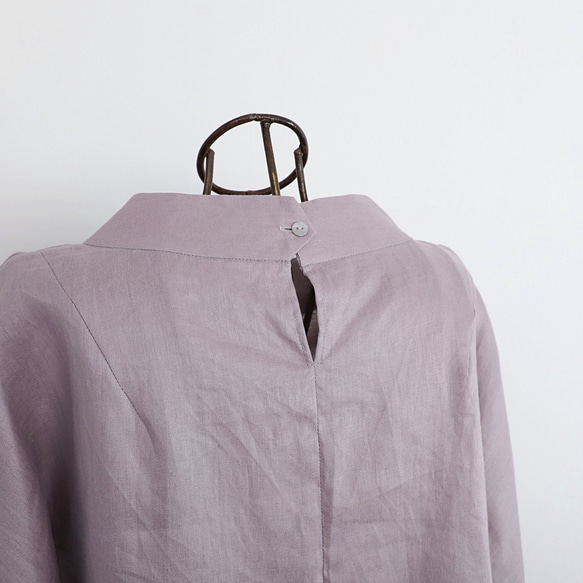 【SALE！！】上品♪ボトルネックリネンブラウス＜７部袖＞ 2サイズ　ウォームグレー　0624U.Grey 18枚目の画像