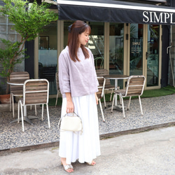 【SALE！！】上品♪ボトルネックリネンブラウス＜７部袖＞ 2サイズ　ウォームグレー　0624U.Grey 6枚目の画像