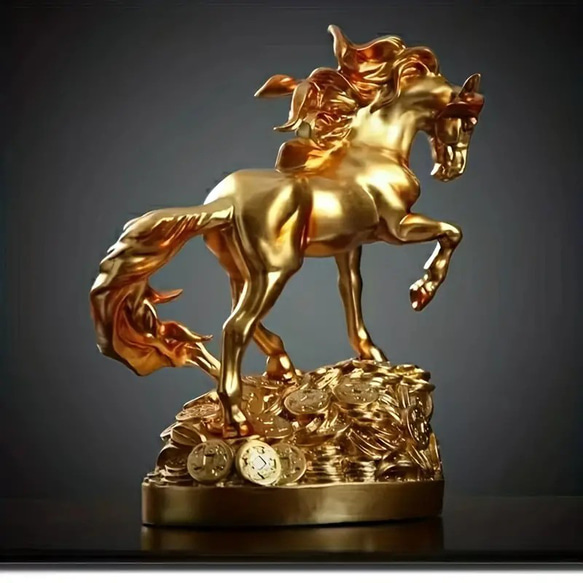 置物 オブジェ ディスプレイ 馬 ホース 金 ゴールド メダル 動物 アニマル おしゃれ 装飾 cht-1630 1枚目の画像