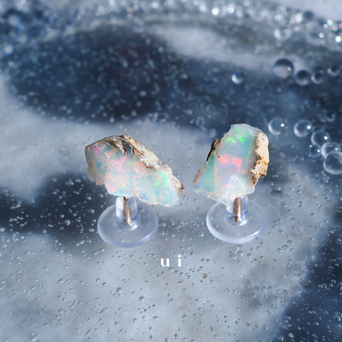 エチオピアオパール原石ピアス(14kgf)】p.14gf.002 ピアス（スタッド