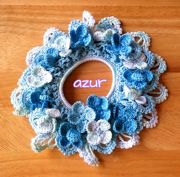 グランドホールセール 紫陽花のシュシュ ブルー系 シュシュ azur 通販 17361896 ヘアアクセサリー