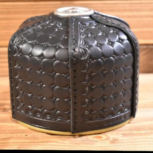 OD缶カバー250用 栃木レザーブラック SN STANP#296 キャンプギア OD缶カバー250用 栃木レザーブラック SN STANP#296 キャンプギア