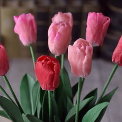 ◆粘土のお花◆　チューリップ　ピンク＆レッド　 T948 4枚目の画像