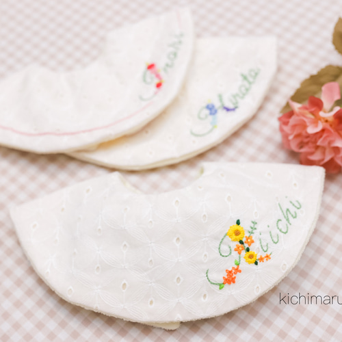 ハンドメイド＊刺繍まんまるスタイ＊ベビー ハンドメイド スタイ オーダースタイ 名入れ 刺繍 夏 祭り 出産祝い