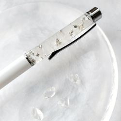 「White」ホワイトルチルクォーツ（針なし）　 天然石　ボールペン　ギフト　プレゼント 3枚目の画像