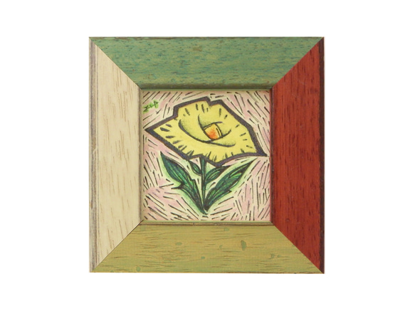 SOLD OUT【小さな絵】Hanaシリーズ　『Kiiro』　額装・原画 2枚目の画像