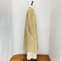 【遠州織物】シャツワンピース　逆スラブストライプ　ベージュ系　オーガニックコットン 3枚目の画像