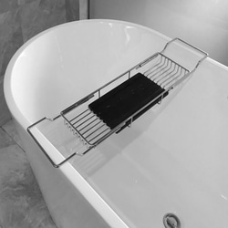 浴槽テーブル 伸縮多機能バスタブラック ステンレス製スマートフォン収納ラック ch-237 5枚目の画像