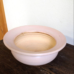 陶器の植木鉢　「さくら色」 受け皿付 6枚目の画像