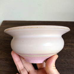 陶器の植木鉢　「さくら色」 受け皿付 5枚目の画像