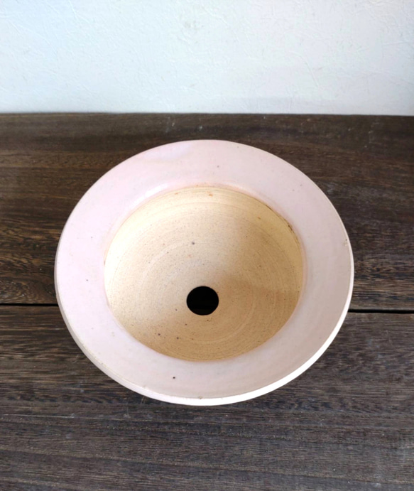 陶器の植木鉢　「さくら色」 受け皿付 8枚目の画像