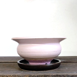 陶器の植木鉢　「さくら色」 受け皿付 1枚目の画像