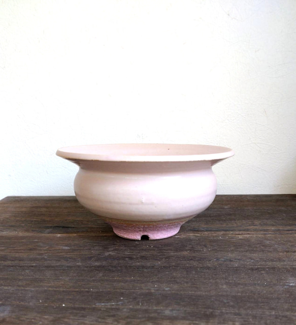 陶器の植木鉢　「さくら色」 受け皿付 10枚目の画像