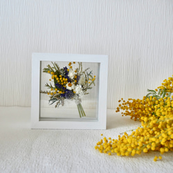 ラベンダーとミモザの花束〇フレームフラワードライフラワー 4枚目の画像