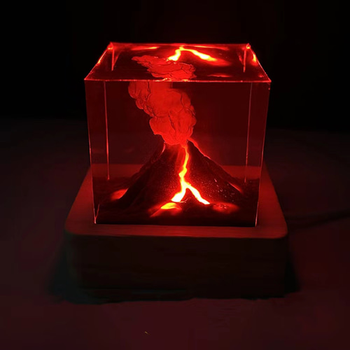 火山レジンライト｜溶岩が灯る卓上ライト 間接照明 アートオブジェ