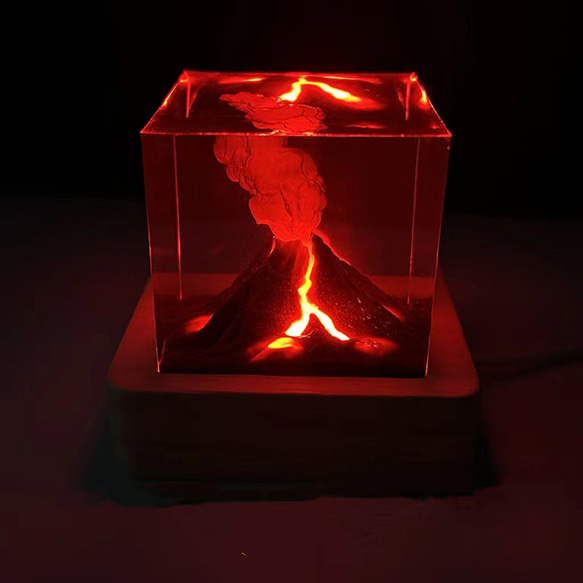 卓上照明 行灯 ライト 火山 スタンドライト テーブルランプ ランプ レジンアート 飾り 新居祝い 父の日 母の日 記念 1枚目の画像