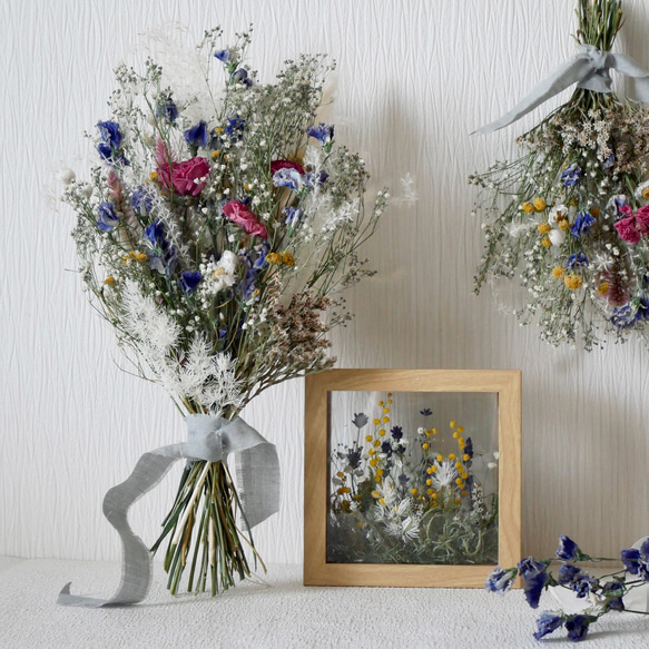 私の庭〇窓から覗くお花畑〇青の花〇フレームフラワードライフラワー 7枚目の画像