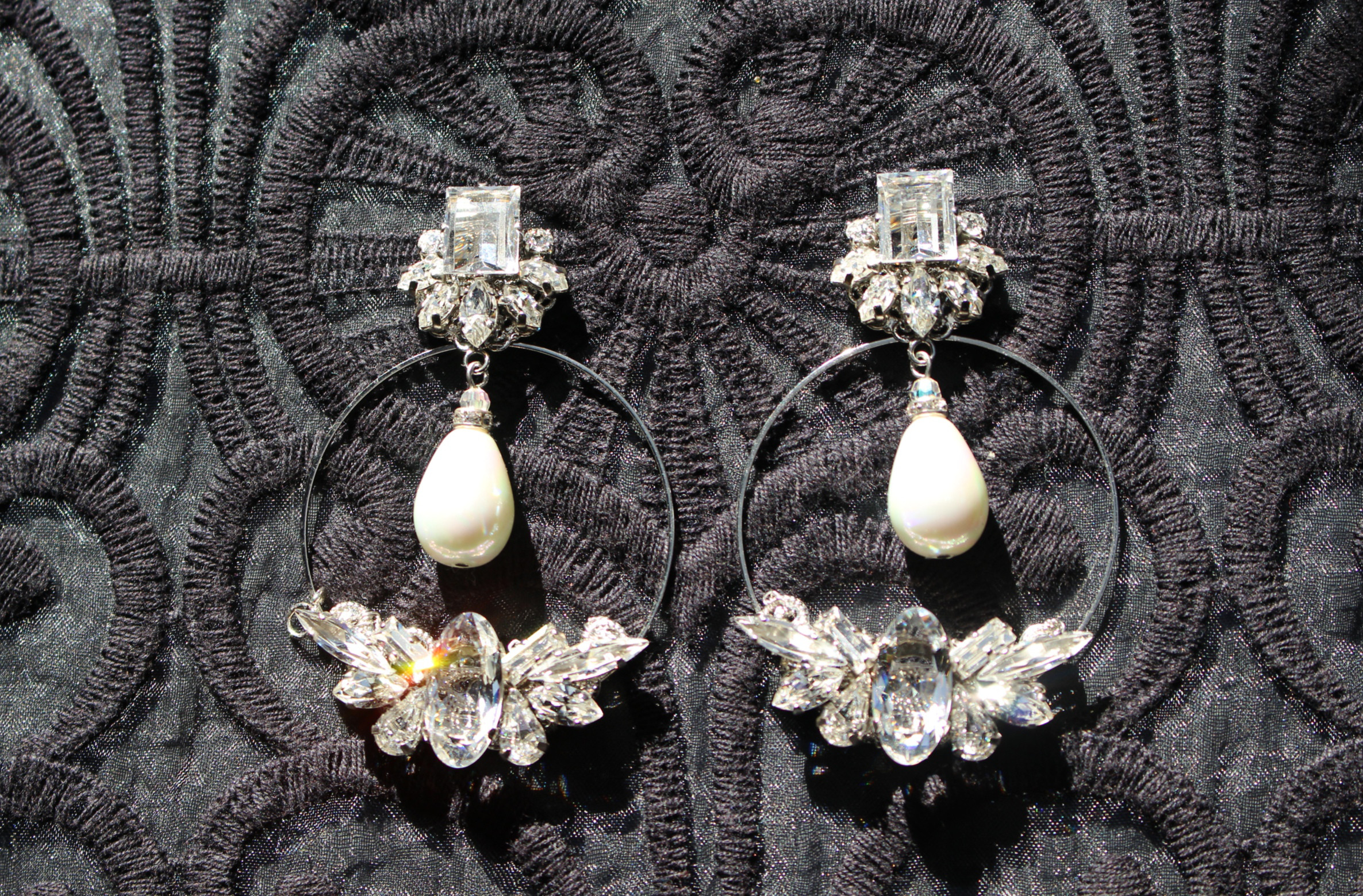 2way フープ ヴィンテージスワロフスキー ブライダル  ウェディング 結婚式 アクセサリー クリア