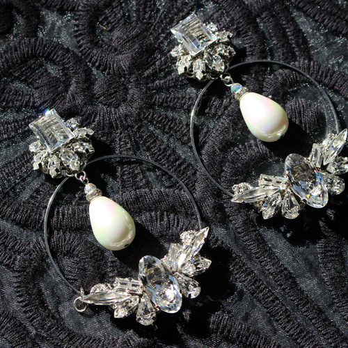 フープ 2way ヴィンテージスワロフスキー ブライダルアクセサリー