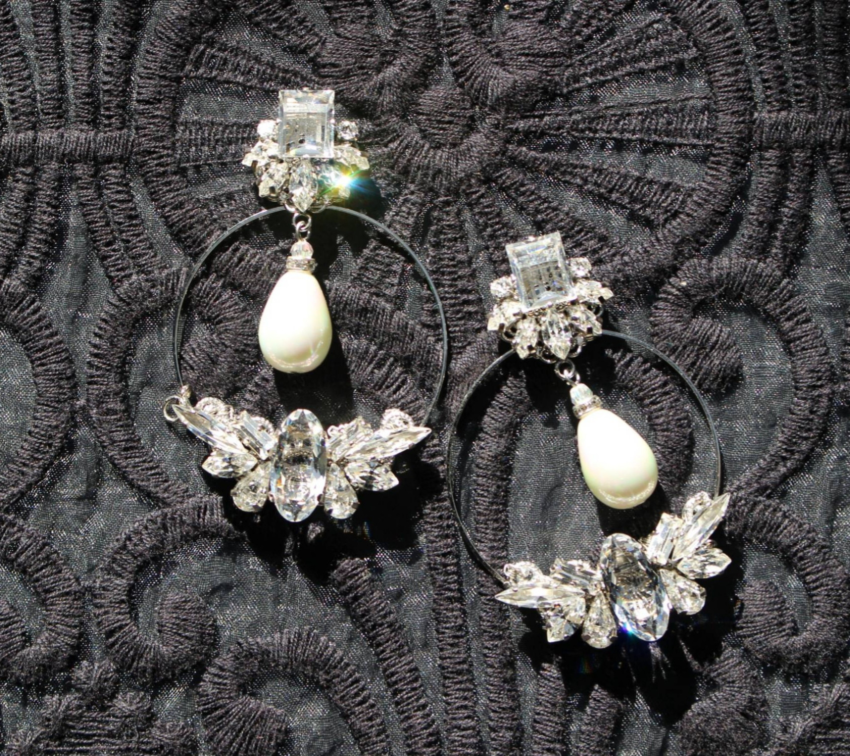 2way フープ ヴィンテージスワロフスキー ブライダル  ウェディング 結婚式 アクセサリー クリア