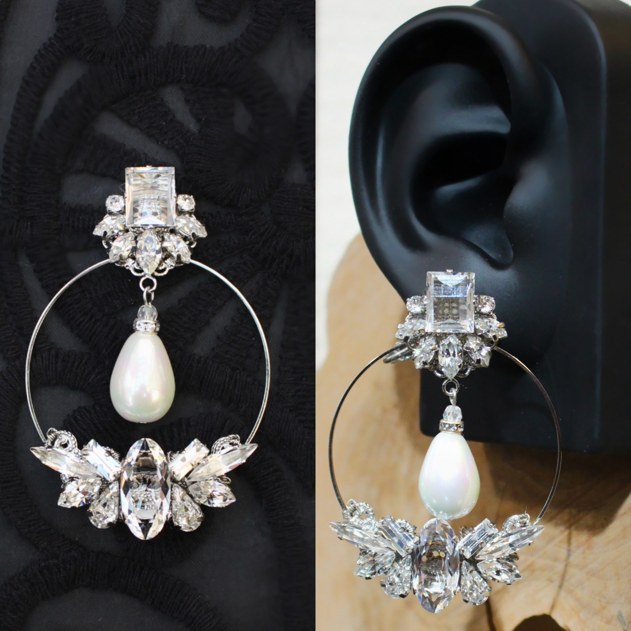 2way フープ ヴィンテージスワロフスキー ブライダル  ウェディング 結婚式 アクセサリー クリア