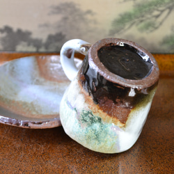 お値打ち品！】コーヒーカップ＆ソーサー(三彩釉)ストレート