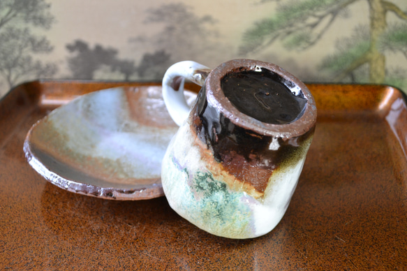 お値打ち品！】コーヒーカップ＆ソーサー(三彩釉)ストレート