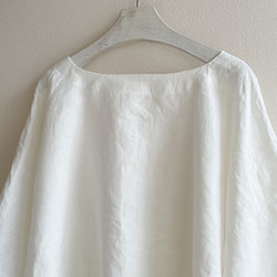 送料無料 " Enough " 高密度のイタリア製リネン使用 リラックス感のある上品チュニックTシャツ オフホワイト 6枚目の画像