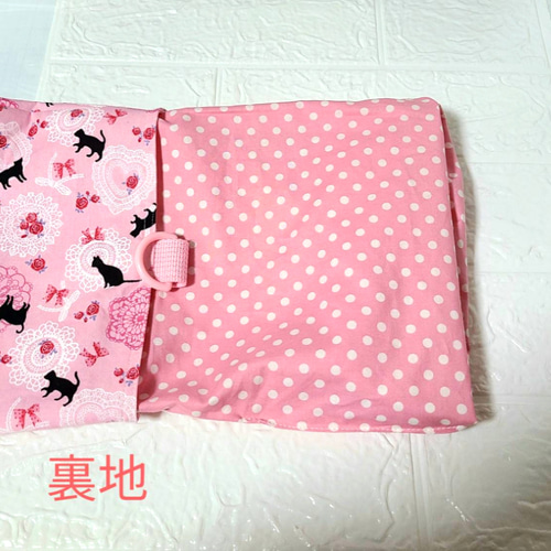 ハンドメイド オーダー 移動ポケット 保冷バッグ 巾着 ピンク ねこ 上履き入れ ハンドメイド オーダー 移動ポケット 保冷バッグ 巾着 ピンク ねこ