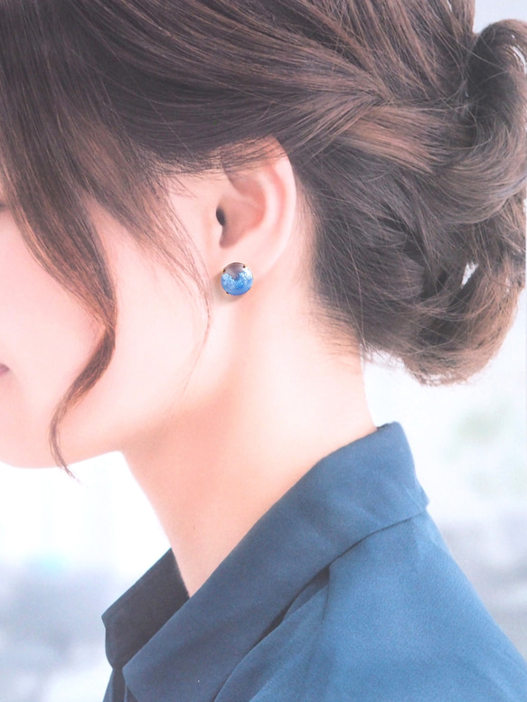 景泰藍脊線○柱式耳環~藍色~ 第10張的照片