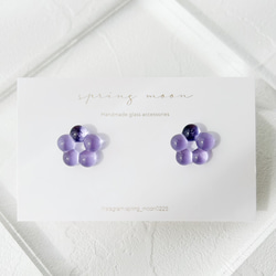 glass florets earrings -pansy- 3枚目の画像