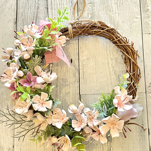 受注制作 春のお花いっぱいリース