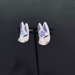 【新作】狐の2Way耳飾り【紫】(ピアス・イヤリング) 5枚目の画像