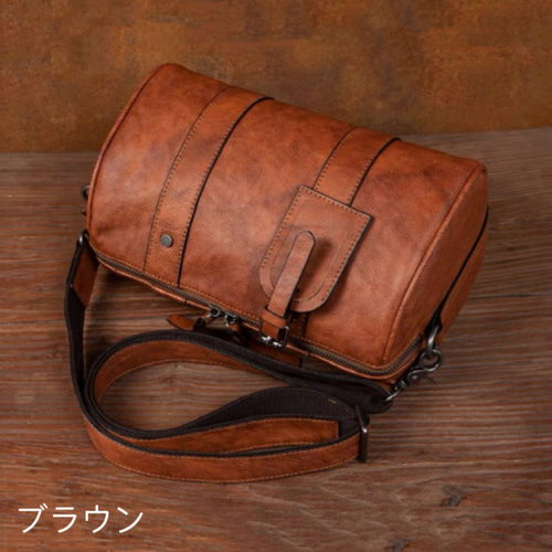 大容量ショルダーバッグ 肩掛けバッグ 本革 ヴィンテージ 筒型 軽量 多