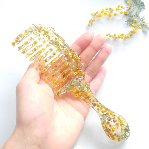 レジンヘアゴム 月三日月オレンジタミモザクリア