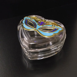 ヴェネツィア仮面カーニバル　ブルー/ ハート形ガラスの小物入れ　プチギフト 8枚目の画像