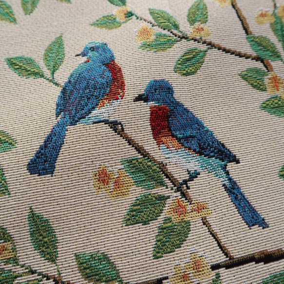 ゴブラン織り生地 ジャガード織り  鳥柄 4枚目の画像