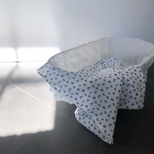 ベビーブランケット おくるみ ブーケブルー フレンチガーゼコットン100  