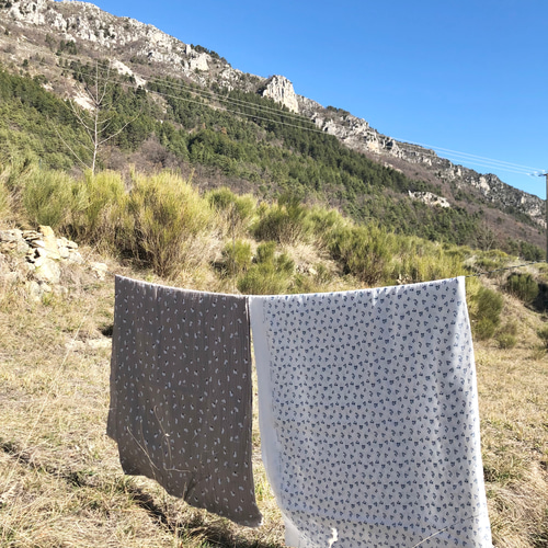 ベビーブランケット おくるみ ブーケブルー フレンチガーゼコットン100  