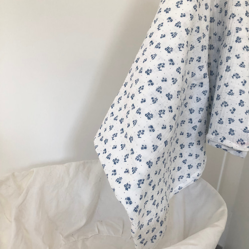 ベビーブランケット おくるみ ブーケブルー フレンチガーゼコットン100  