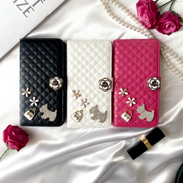特集掲載　Iphoneケース　スマホケース　犬　ペット おしゃれ  カード収納　人気　手帳型　かわいい　キルティング　 8枚目の画像