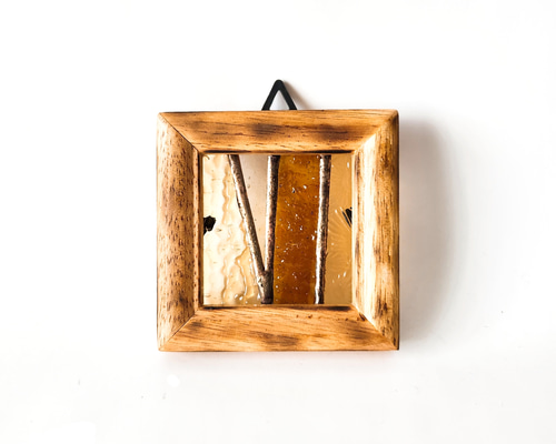 ステンドグラス アンティーク調 木製の壁掛け額縁つきパネル レトロな